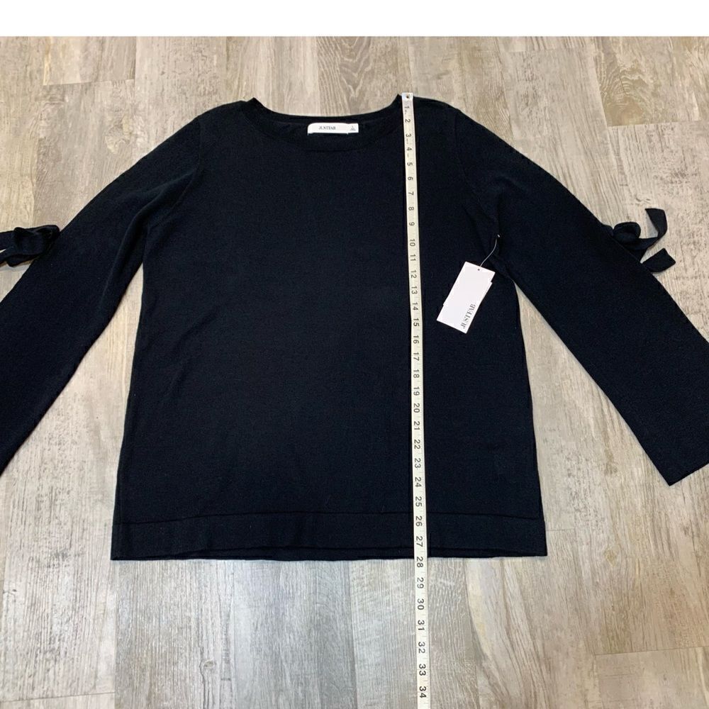 NWT Just Fab black open sleeve tie sweater size L - Picture 12 of 14